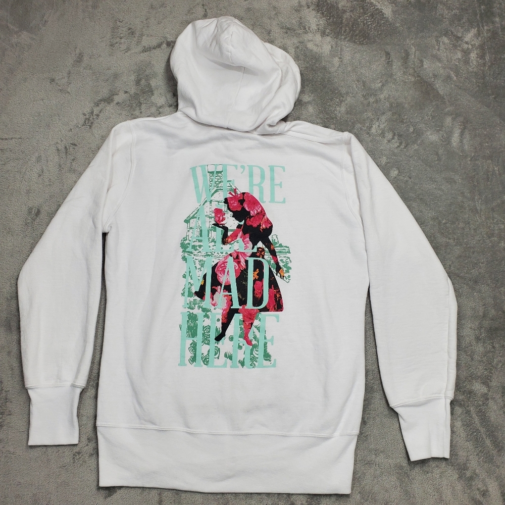 Disney Epcot World Showcase UK Pavilion ALICE IN WONDERLAND HOODIE  L EUC
